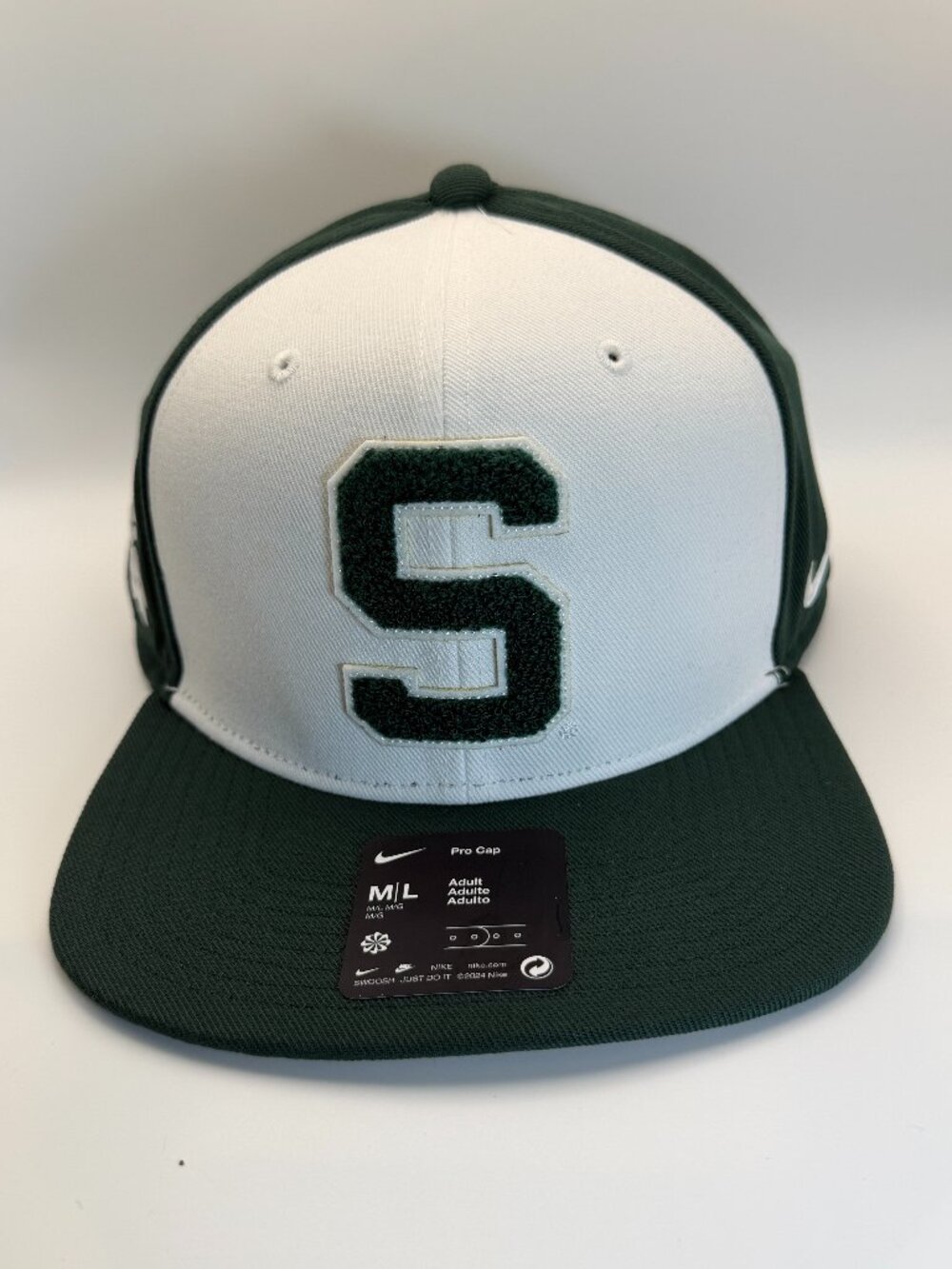 Nike Pro Cap Michigan State Spartans Green White Hat M/L Dri-Fit NWT